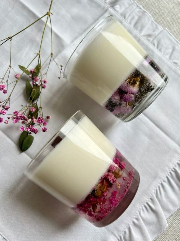 Blush Bloom Jar Candle with Dried Flowers